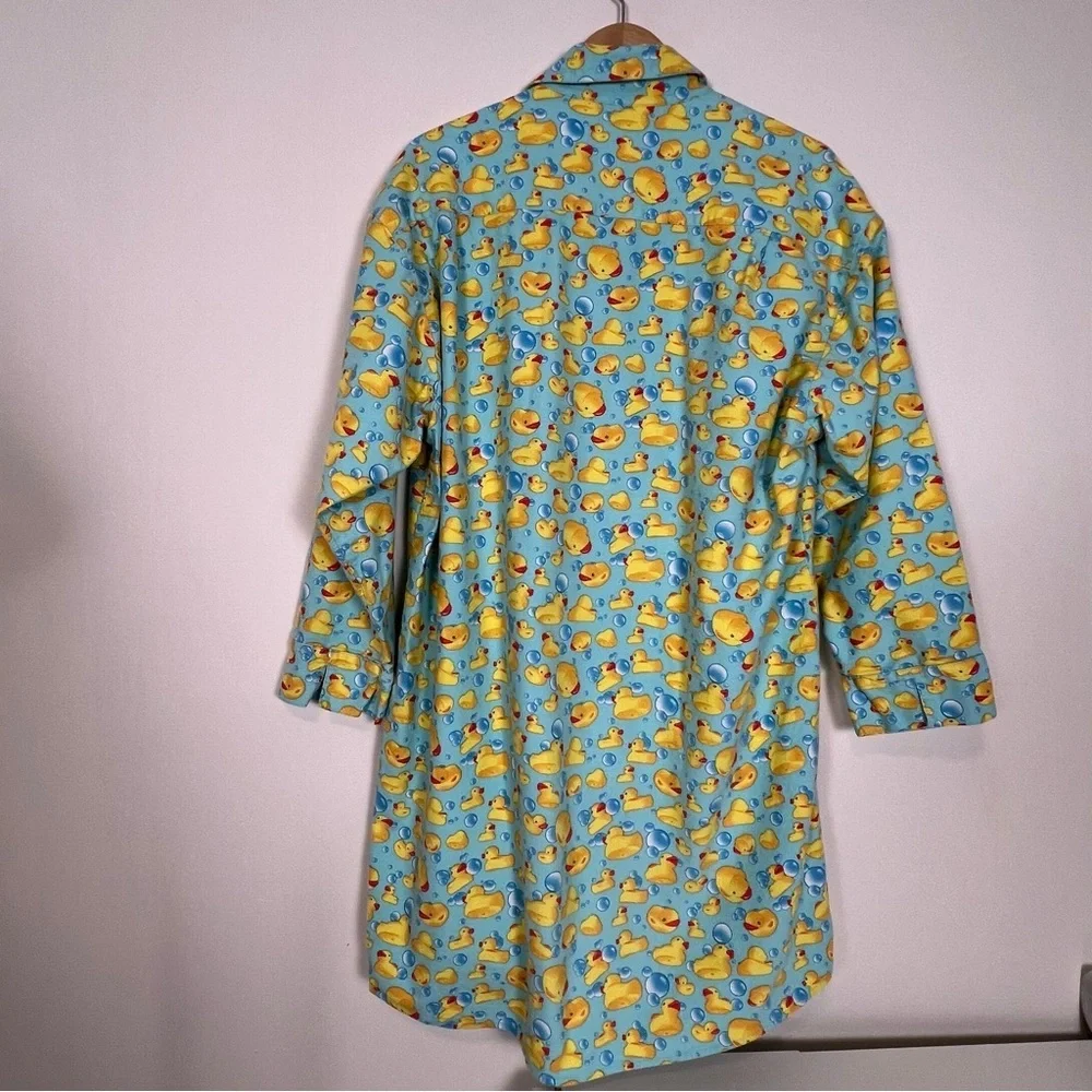 The Cats Pajamas Large Flannel Sleep Shirt with Ducky Pattern - Picture 3 of 7